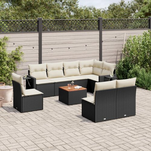 vidaXL 9-dijelni set vrtnih sofa s jastucima crni od poliratana Cijene