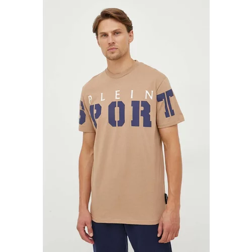 Plein Sport Pamučna majica boja: bež, s tiskom