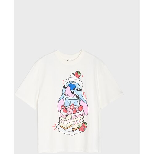 Sinsay Pamučna oversize majica s printom Stitch Slike