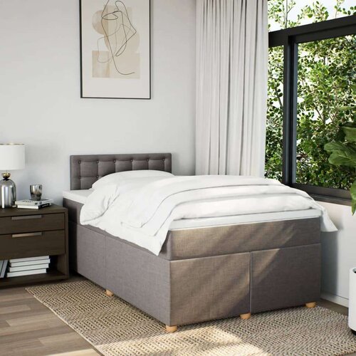 VidaXL Krevet s oprugama i madracem smeđesivi 120 x 190 cm od tkanine Slike