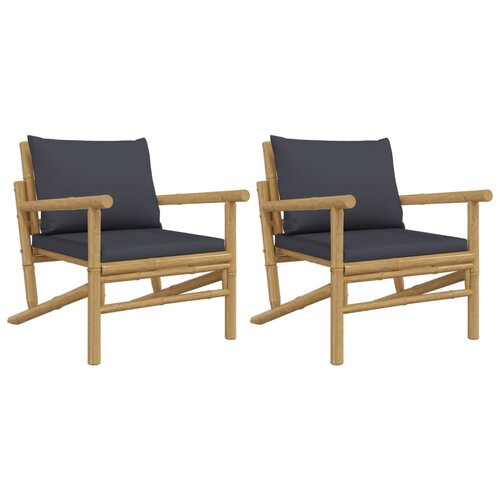 Maison Chic Vrtni stoli - Stol za vrt 2 kosa s temno sivimi blazinami bambus JS1313, (21877658) Cene