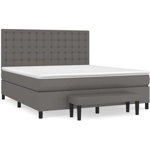 VidaXL Box spring postelja z vzmetnico siva 180x200 cm umetno usnje, (20901990) Slike