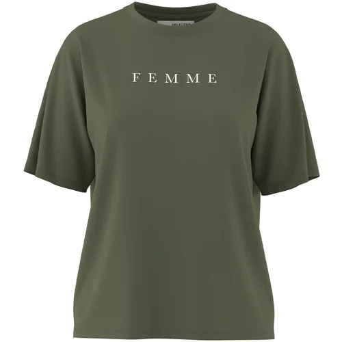 Selected Femme Majica 'VILJA' temno zelena / bela