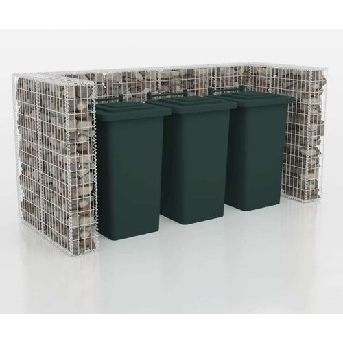  Gabionska ograda za tri kante za otpad od čelika 250x100x120 cm Slike