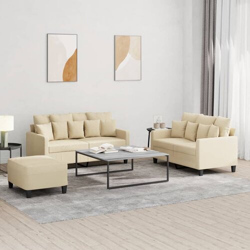  3-dijelni set sofa s jastucima krem od tkanine Cijene