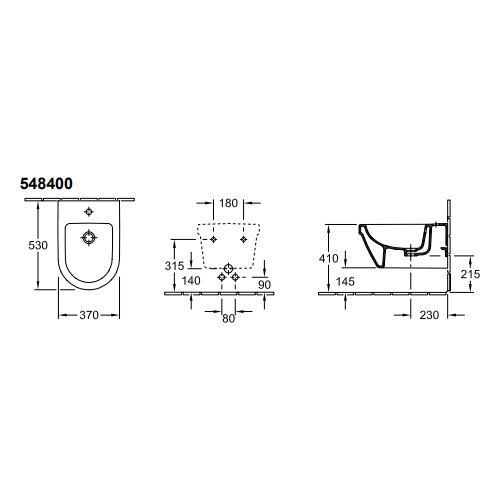 Villeroy & Boch Omnia bide 370x530 mm konzolni 54840001 Cene
