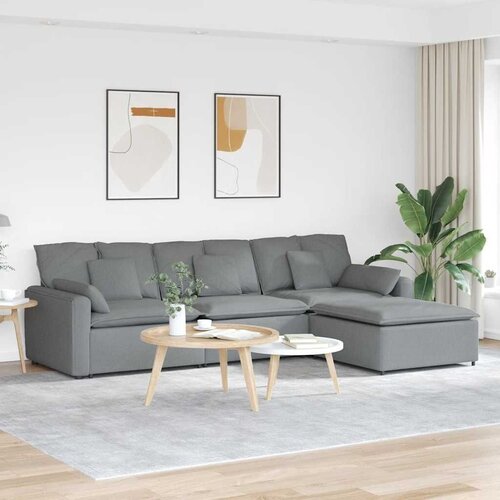  Modularna sofa s tabureom i jastucima svijetlo siva - Svjetlosiva Cijene