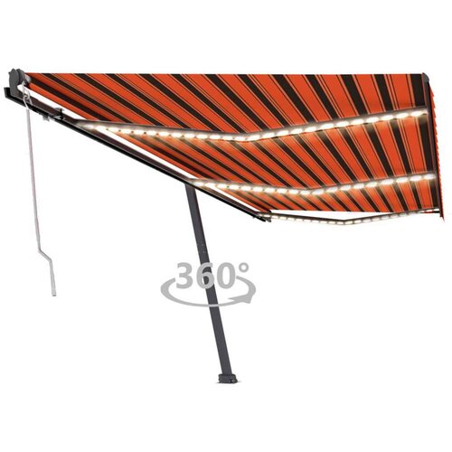 vidaXL Automatska tenda sa senzorom LED 600 x 300 cm narančasto-smeđa Cene