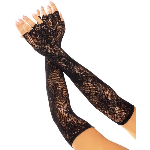 Leg Avenue Floral Net Fingerless Gloves 2034 Black Slike