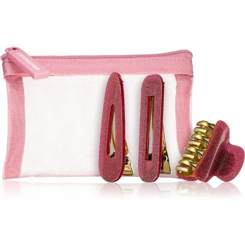BrushArt Berry Hair clip set sponky do vlasov v mini taštičke Pink (3 kos)