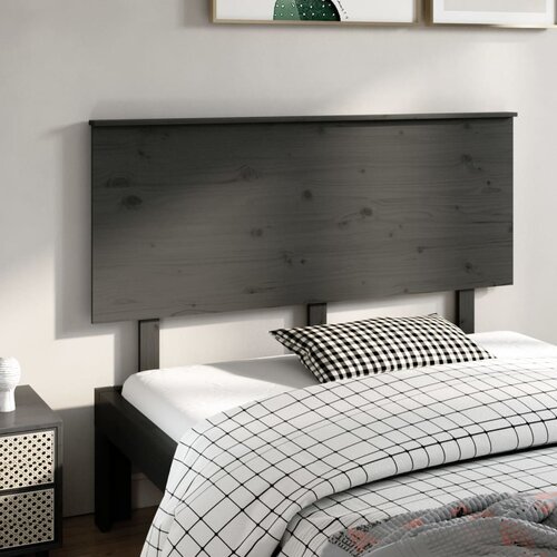 VidaXL Uzglavlje za krevet sivo 144 x 6 x 82,5 cm od masivne borovine Slike