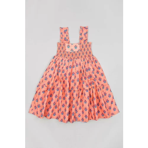 Zippy Dječja pamučna haljina boja: ružičasta, mini, širi se prema dolje