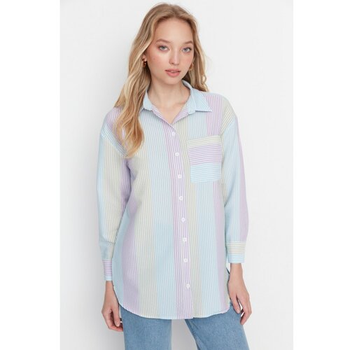 Trendyol Lilac Striped Woven Shirt Slike