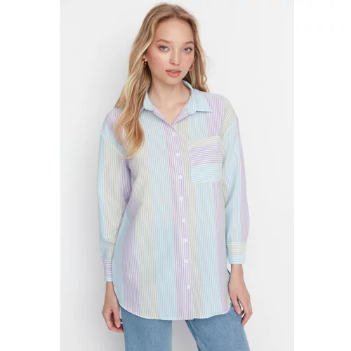 Trendyol Lilac Striped Woven Shirt