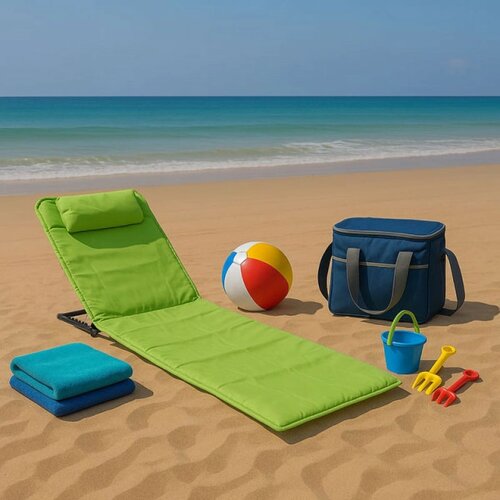  Ležaljka sklopiva za plažu 140x39cm zelena LP-722000Z Slike
