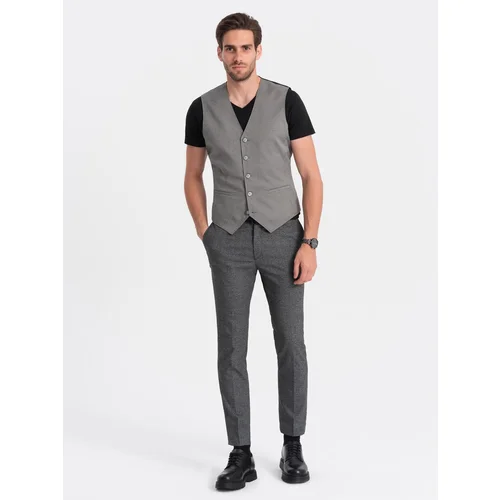 Ombre Men's jacquard casual vest without lapels - gray