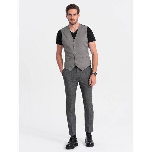 Ombre Men&amp;#039;s jacquard casual vest without lapels - gray Slike
