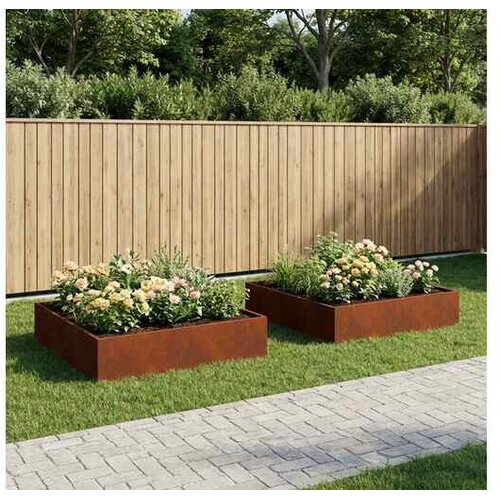 VidaXL Vrtna saksija 2 kom. Rđa 80 x 80 x 20 cm Otporni čelik - Otporni čelik 80 x 80 x 20 cm 2 Slike