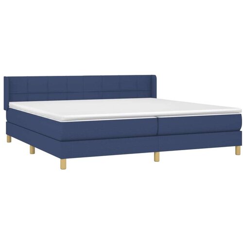  Krevet s oprugama i madracem plavi 200 x 200 cm od tkanine Slike
