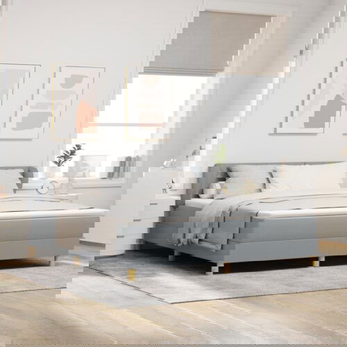 vidaXL Box Spring postelja z vzmetnico - Svetlo siva, 180x200 cm, Tkanina Cene