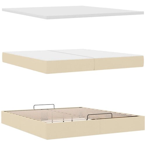  Otomanski krevet s madracem krem 200x200 cm tkanine Slike