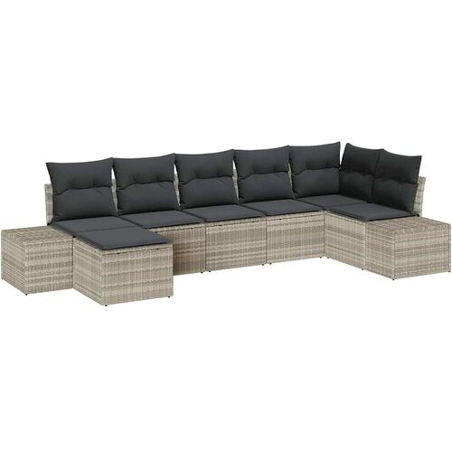  Sjedeća garnitura za vrt 7 kom. Svijetlo siva poliratan Svjetlosiva 319 x 62 x 85 cm Slike