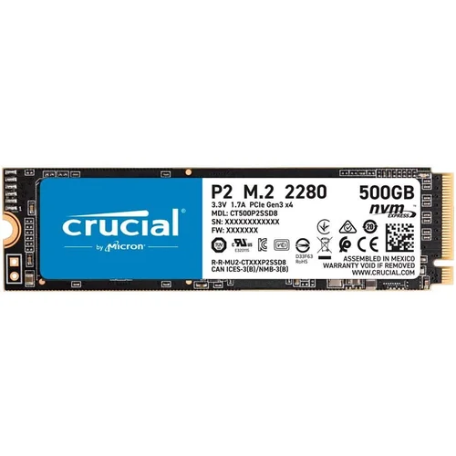 Crucial P2 500GB SSD M.2 2280 PCIe Gen3 x4 Read/Write: 2300/940 MB/s Random Read/Write IOPS: