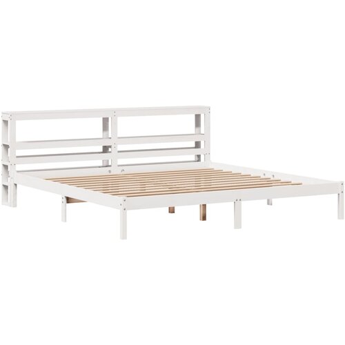 VidaXL Okvir kreveta bez madraca bijeli 200x200 cm od masivne borovine Slike