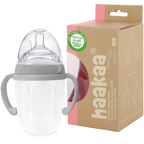 Haakaa steklenička plastična silikonska 3. gen 250 ml gray Slike