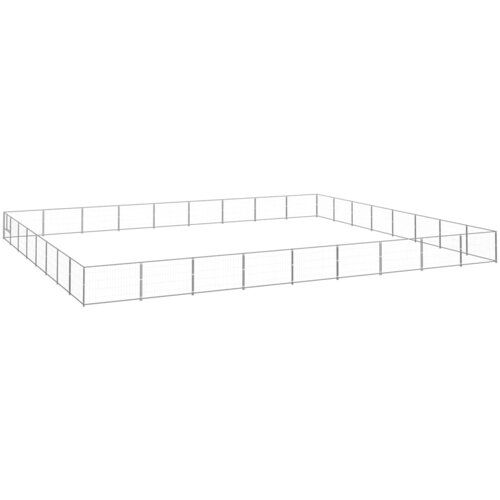 vidaXL Pasji boks srebrn 72 m² jeklo Cene
