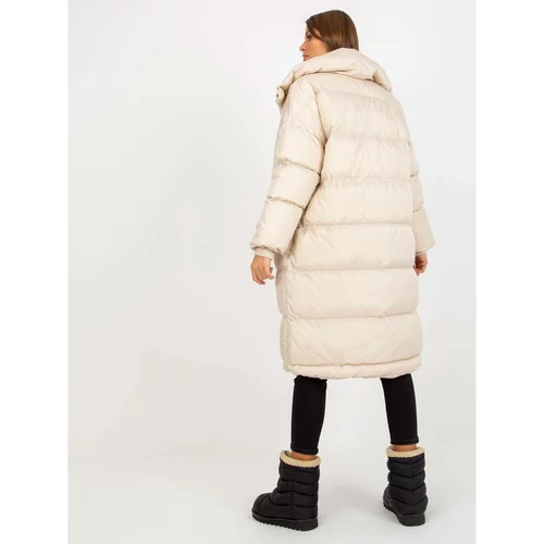 Fashion Hunters Light beige oversized long down winter jacket