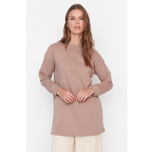 Trendyol Mink Sequin Knitted Tunic Cene