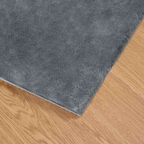  Faux Rabbit Fur Rug Antracit 120 x 170 cm Poliester Slike