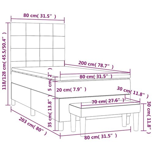 Box spring krevet s madracem tamnozeleni 80 x 200 cm bar&amp;scaron;unasti Slike