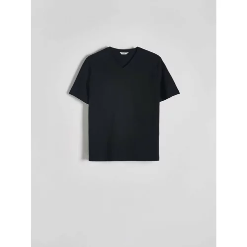 Reserved majica slim fit z v-izrezom - črna