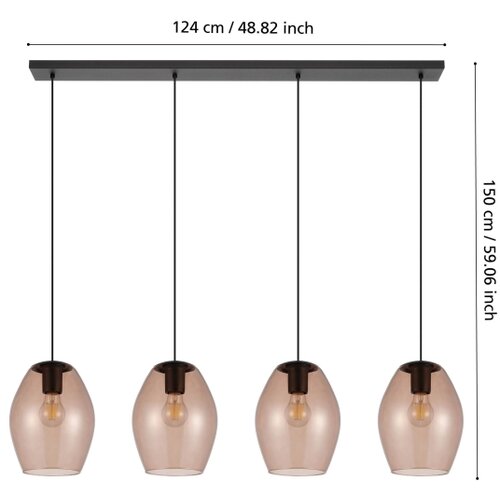 Eglo 390162 - visilica na sajli estanys 4xE27/40W/230V braon Slike