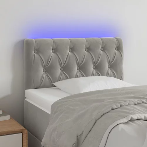 vidaXL LED posteljno vzglavje svetlo sivo 80x7x78/88 cm žamet
