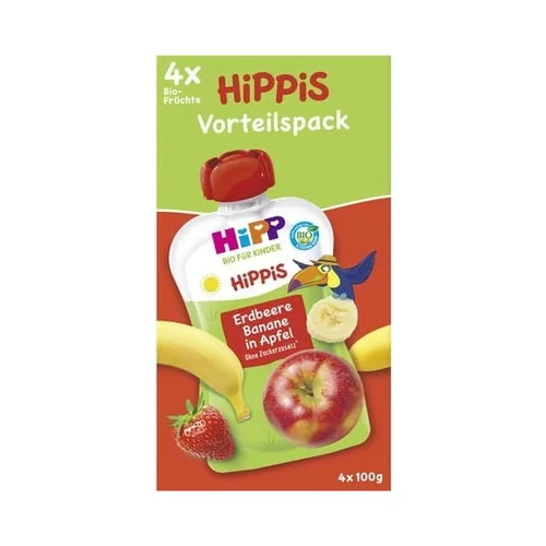 Hipp iS - Bio sadni kompoti v vrečki - jabolko-jagoda-banana, paket 4 kosov