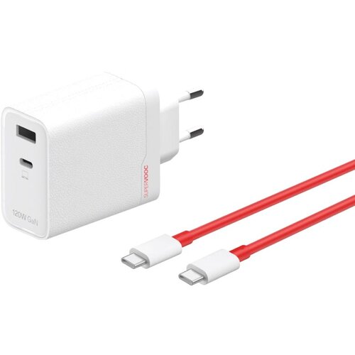 Oneplus 120W omrežni polnilnik z dvema priključkoma USB in USB C z 1m kablom, Bela, (5000191743) Cene