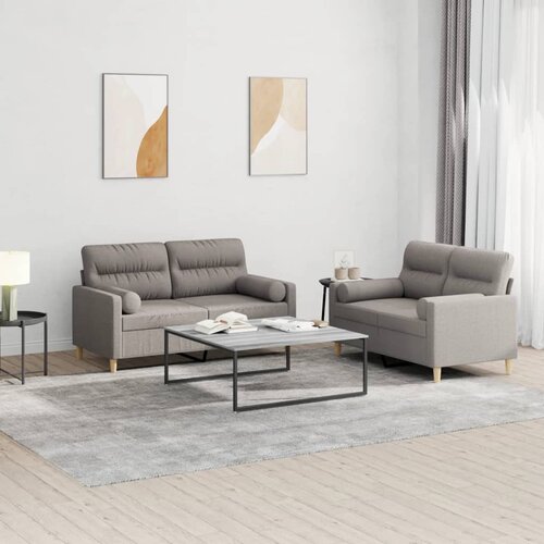  2-dijelni set sofa s jastucima smeđesivi od tkanine Cene