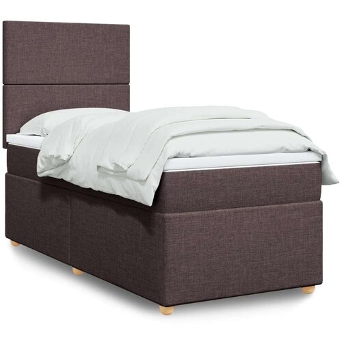 VidaXL Krevet s oprugama i madracem tamnosmeđi 90 x 190 cm od tkanine Slike