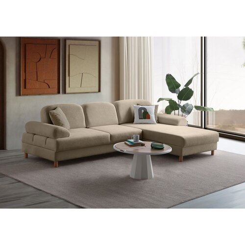 Atelier Del Sofa Aries Relax Right ugaona garnitura na razvlačenje 180 &amp;times; 280 cm, boja kafe s mlekom Slike