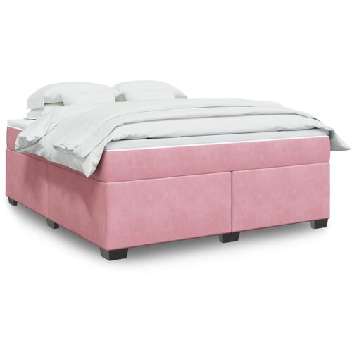 The Living Store Box spring postelja z vzmetnico roza 180x200 cm žamet - Box Spring Postelja, (21428292) Cene