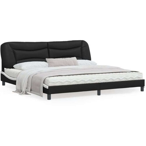  Posteljni okvir z vzglavjem črn in bel 200x200 cm umetno usnje, (21086470) Cene