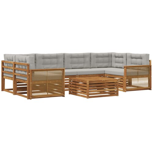 vidaXL Zunanja garnitura za sedenje 7 pcs Naravna in svetlo siva, (5000282527) Cene