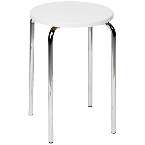 Wenko stolac za kadu (Bijele boje, Kromirano, Okrugli oblik, Promjer: 32 cm, Visina: 42,5 cm)