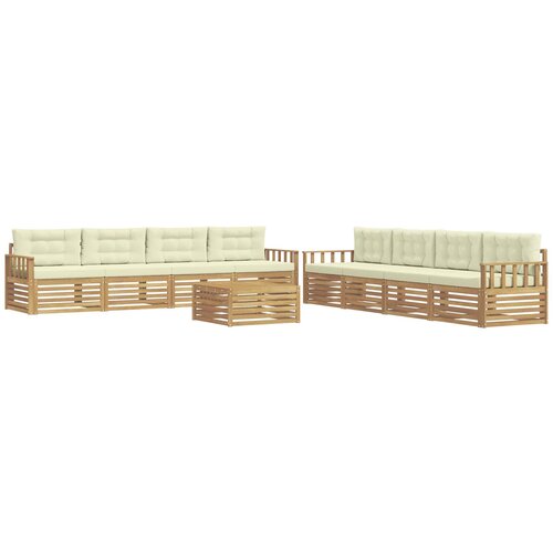 vidaXL Zunanja garnitura za sedenje 9 pcs Bela in krem Poliester, (5000282385) Cene
