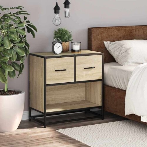 VidaXL Noćni ormarić Sonoma hrast 60x31x60cm Konstruirano drvo i metal Slike