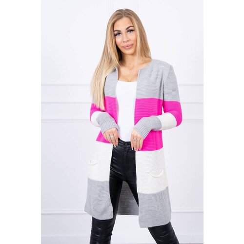 Kesi Cardigan sweater on straps gray+pink neon Slike