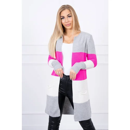 Kesi Cardigan sweater on straps gray+pink neon